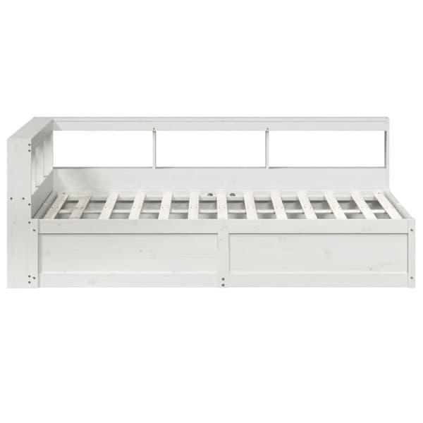 vidaXL seng med reol uden madras 120x190 cm massivt fyrretræ hvid