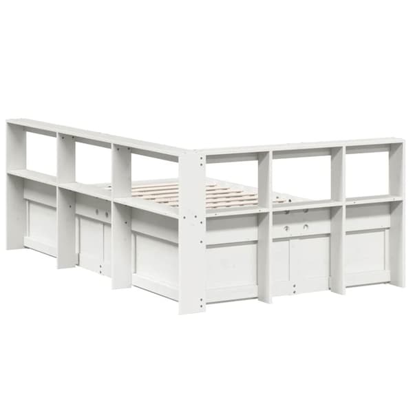 vidaXL seng med reol uden madras 120x190 cm massivt fyrretræ hvid