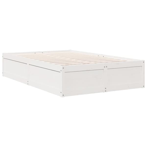 vidaXL seng med reol uden madras 120x190 cm massivt fyrretræ hvid