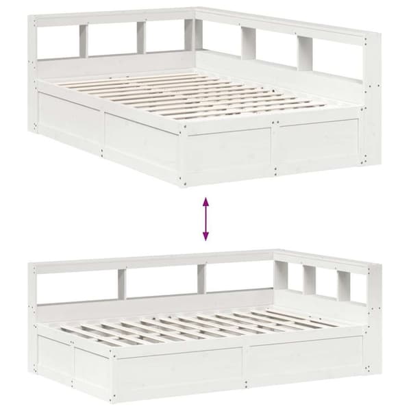 vidaXL seng med reol uden madras 120x190 cm massivt fyrretræ hvid