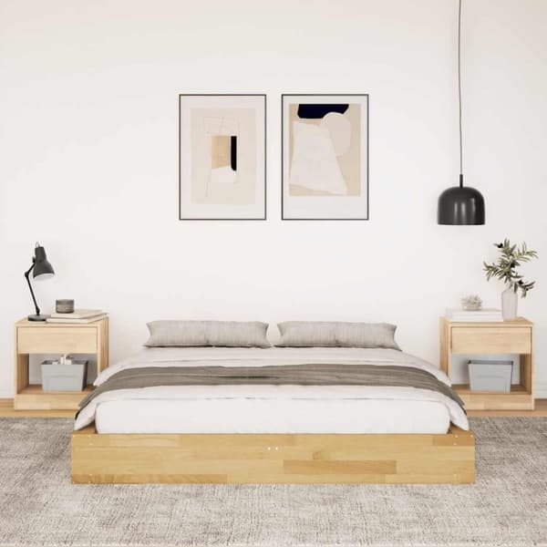 vidaXL Sängynrunko ilman patjaa 140x190 cm massiivipuutammea