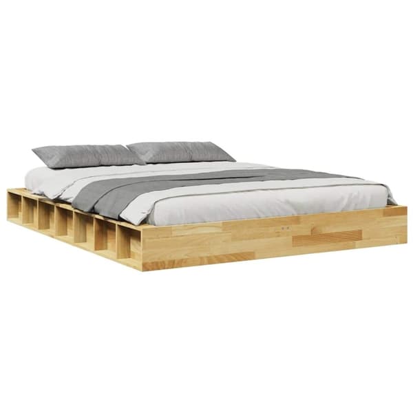 vidaXL Sängynrunko ilman patjaa 140x190 cm massiivipuutammea