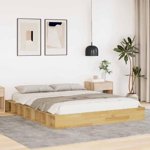 vidaXL Sängynrunko ilman patjaa 140x190 cm massiivipuutammea