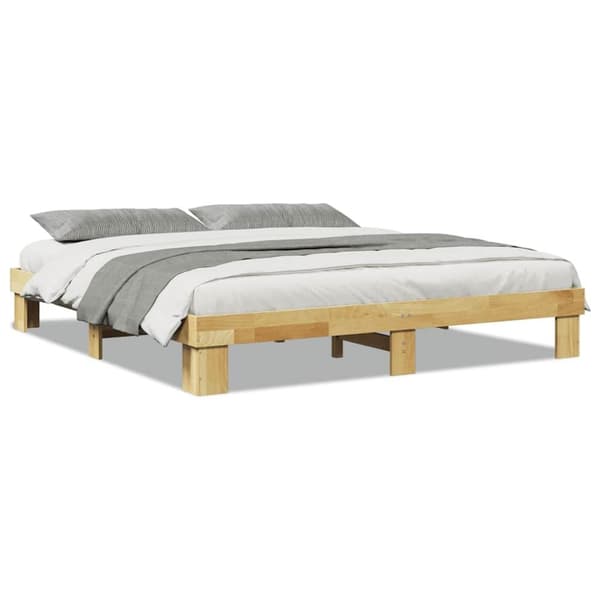 vidaXL Sängynrunko ilman patjaa 200x200 cm massiivipuutammea