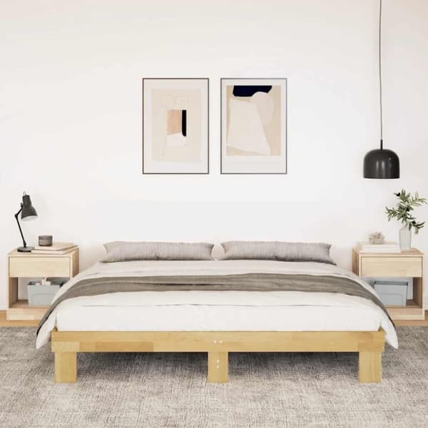 vidaXL Sängynrunko ilman patjaa 200x200 cm massiivipuutammea