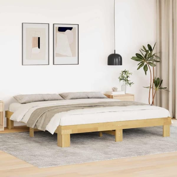 vidaXL Sängynrunko ilman patjaa 200x200 cm massiivipuutammea