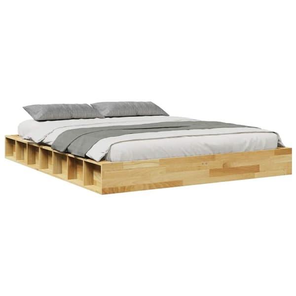 vidaXL Sängynrunko ilman patjaa 135x190 cm massiivipuutammea