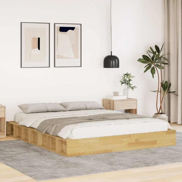 vidaXL Sängynrunko ilman patjaa 135x190 cm massiivipuutammea