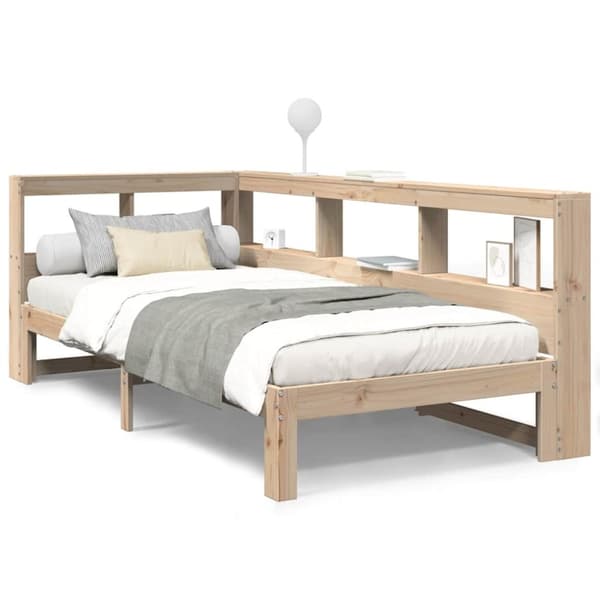 vidaXL seng med reol uden madras 75x190 cm massivt fyrretræ