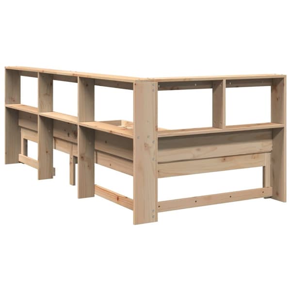 vidaXL seng med reol uden madras 75x190 cm massivt fyrretræ