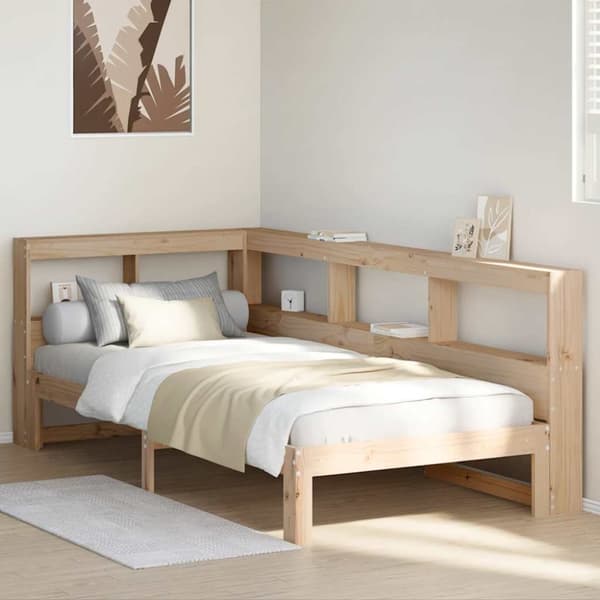 vidaXL seng med reol uden madras 75x190 cm massivt fyrretræ