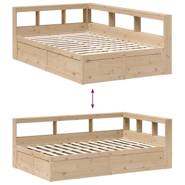 vidaXL seng med reol uden madras 140x190 cm massivt fyrretræ