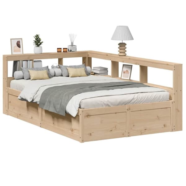 vidaXL seng med reol uden madras 140x190 cm massivt fyrretræ