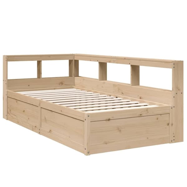 vidaXL seng med reol uden madras 90x190 cm massivt fyrretræ