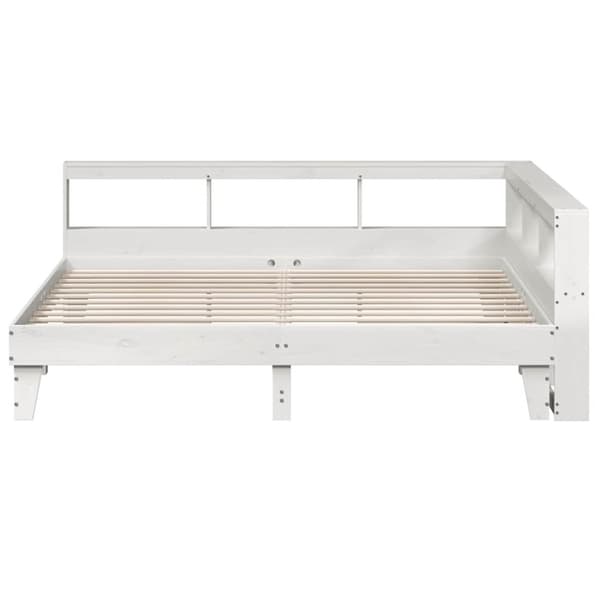 vidaXL Sänky kirjahyllyllä ei patjaa valkoinen 200x200 cm täysi mänty