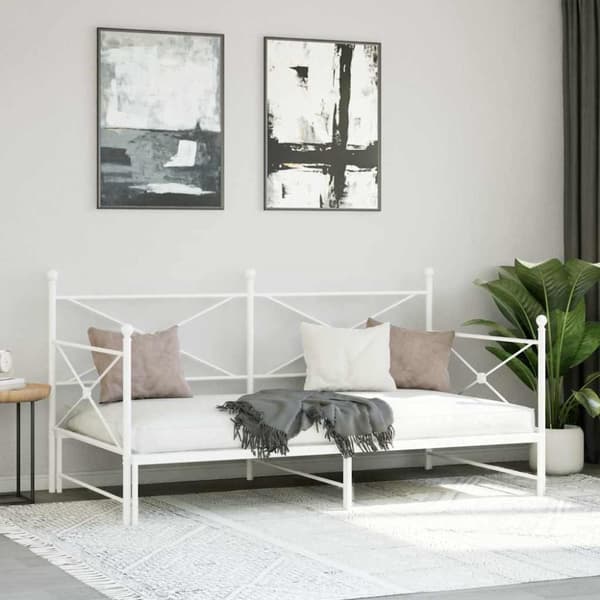 vidaXL -sohvasänky ilman patjaa Valkoinen 100x200 cm Teräs