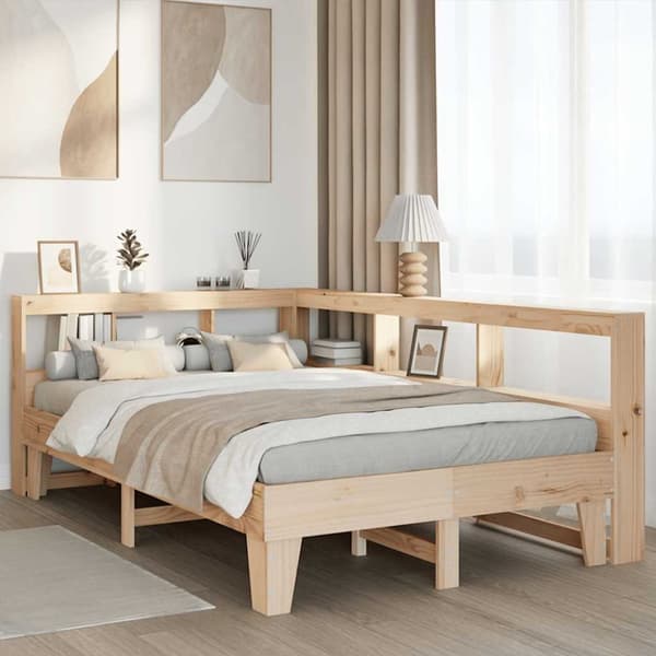vidaXL Seng med bokhylle uten madrass 120x200 cm heltre furu