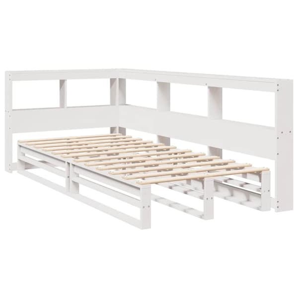 vidaXL seng med reol uden madras 90x200 cm massivt fyrretræ hvid