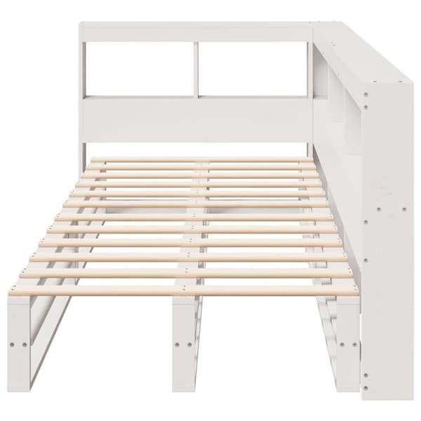 vidaXL seng med reol uden madras 90x200 cm massivt fyrretræ hvid