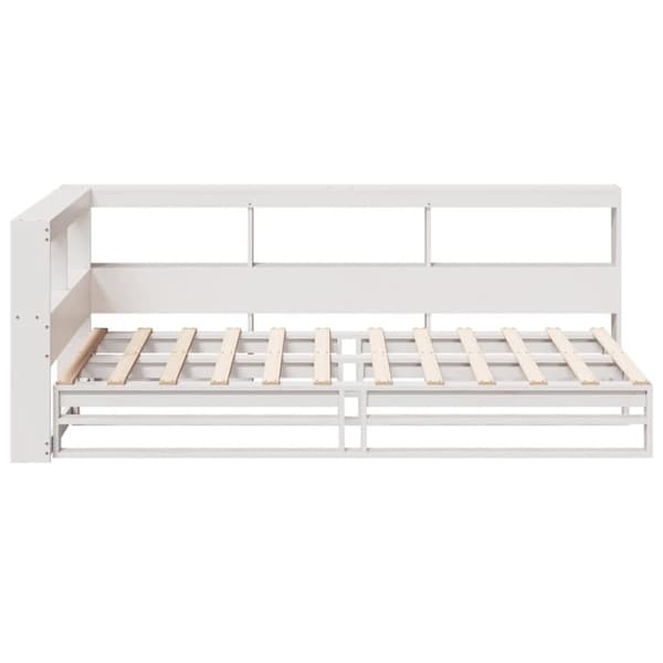 vidaXL seng med reol uden madras 90x200 cm massivt fyrretræ hvid