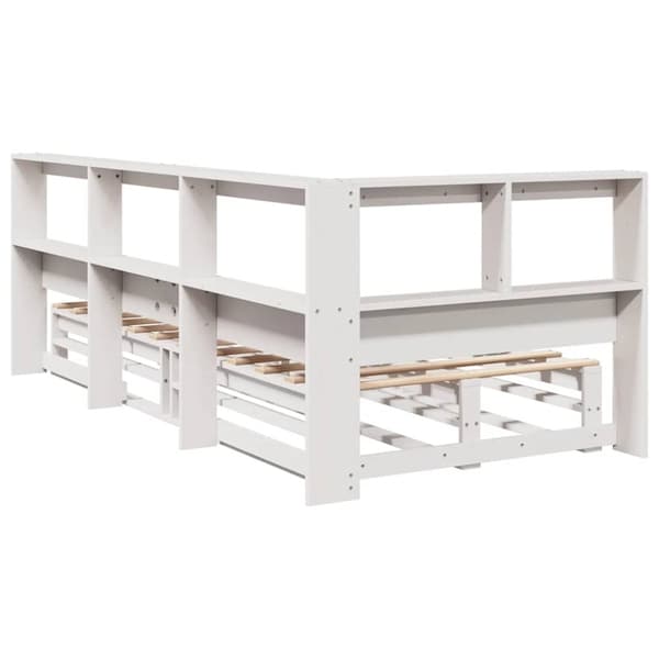 vidaXL seng med reol uden madras 90x200 cm massivt fyrretræ hvid