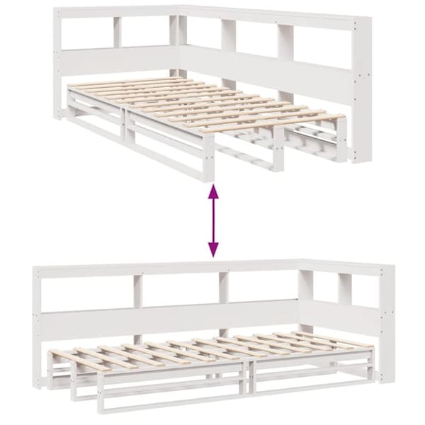 vidaXL seng med reol uden madras 90x200 cm massivt fyrretræ hvid