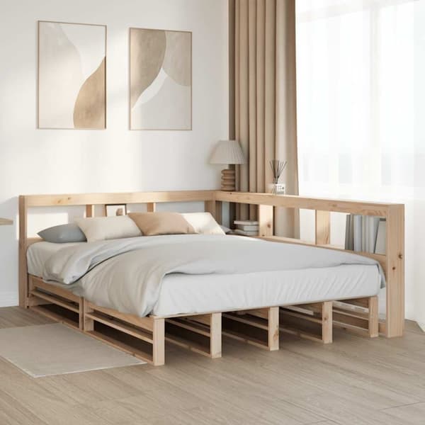 vidaXL seng med reol uden madras 140x190 cm massivt fyrretræ