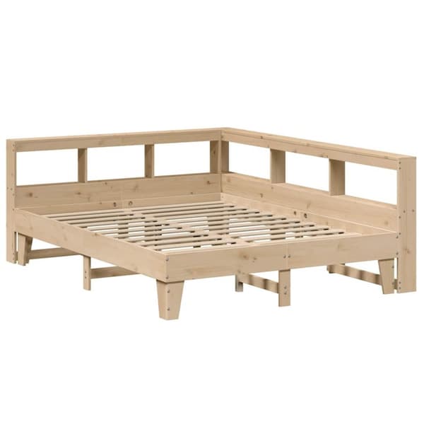 vidaXL Seng med bokhylle uten madrass 150x200 cm heltre furu