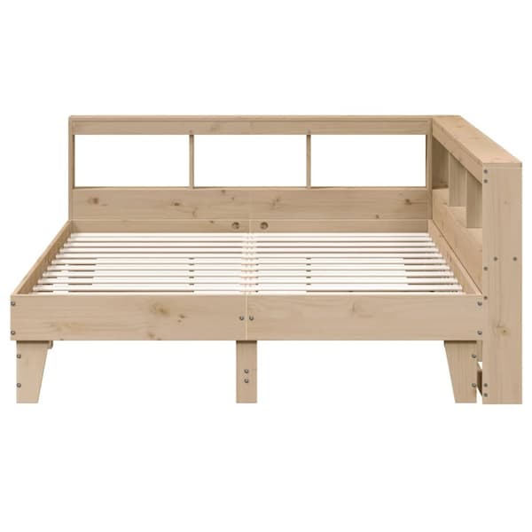 vidaXL Seng med bokhylle uten madrass 150x200 cm heltre furu