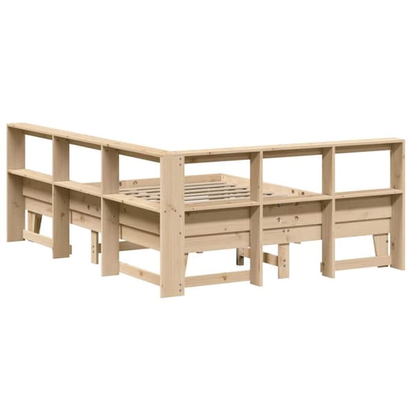 vidaXL Seng med bokhylle uten madrass 150x200 cm heltre furu