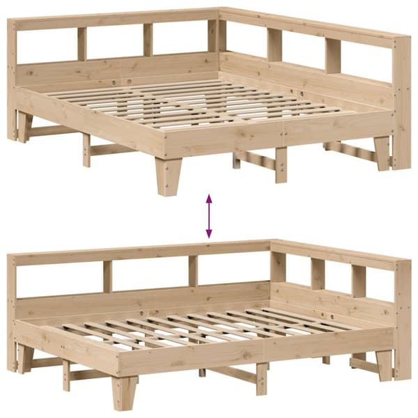 vidaXL Seng med bokhylle uten madrass 150x200 cm heltre furu