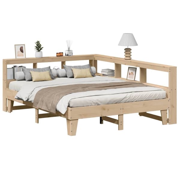 vidaXL Seng med bokhylle uten madrass 150x200 cm heltre furu