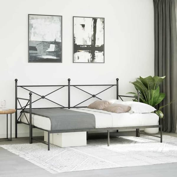 vidaXL Dagseng med trille uten madrass svart 80x200 cm stål