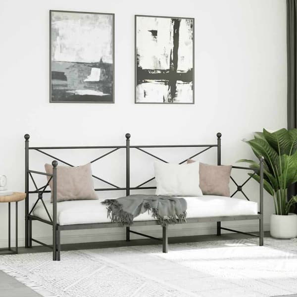 vidaXL Dagseng med trille uten madrass svart 80x200 cm stål