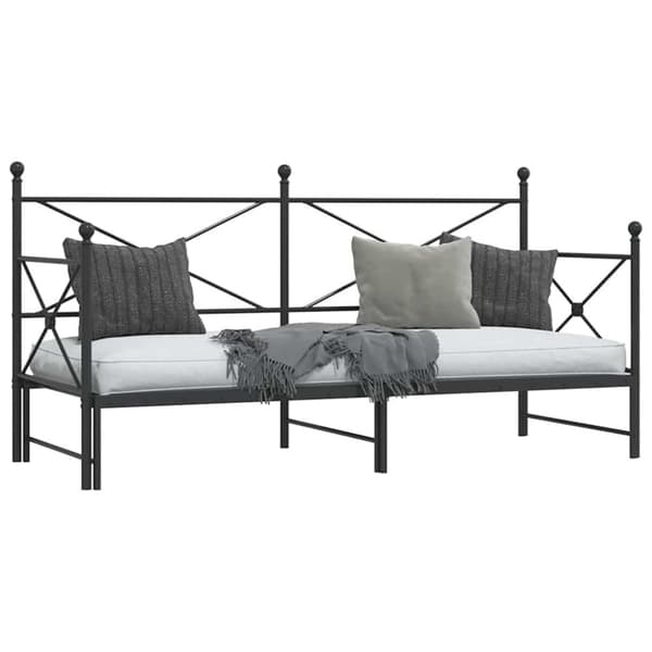 vidaXL Dagseng med trille uten madrass svart 80x200 cm stål