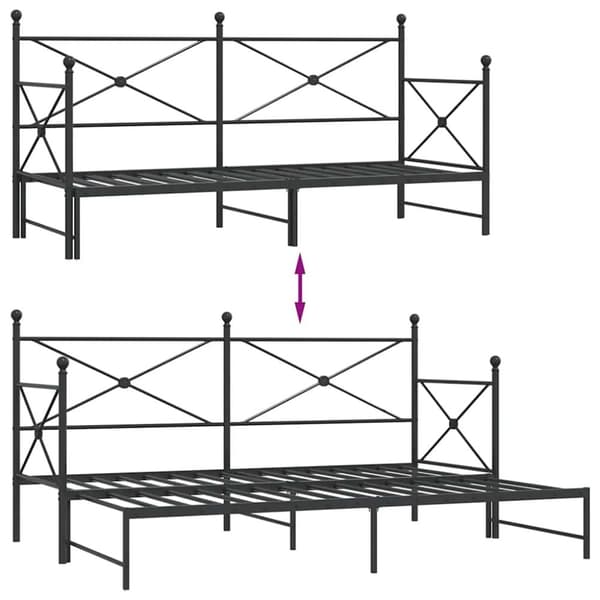 vidaXL Dagseng med trille uten madrass svart 80x200 cm stål