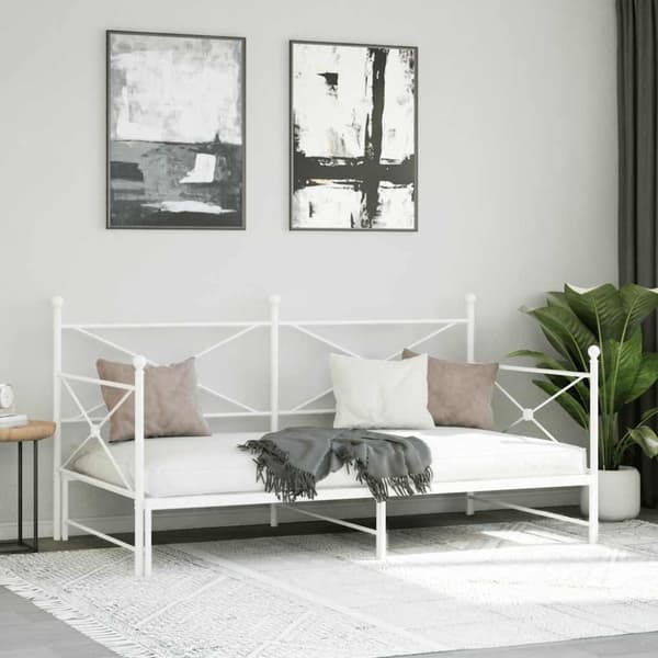 vidaXL Leposohva ilman patjaa Valkoinen 100x190 cm Teräs