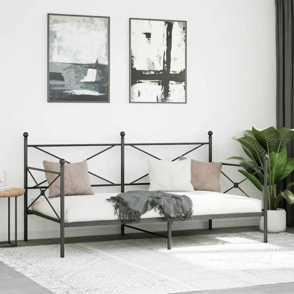 vidaXL Päiväsänky ilman patjaa Musta 107x203 cm Teräs