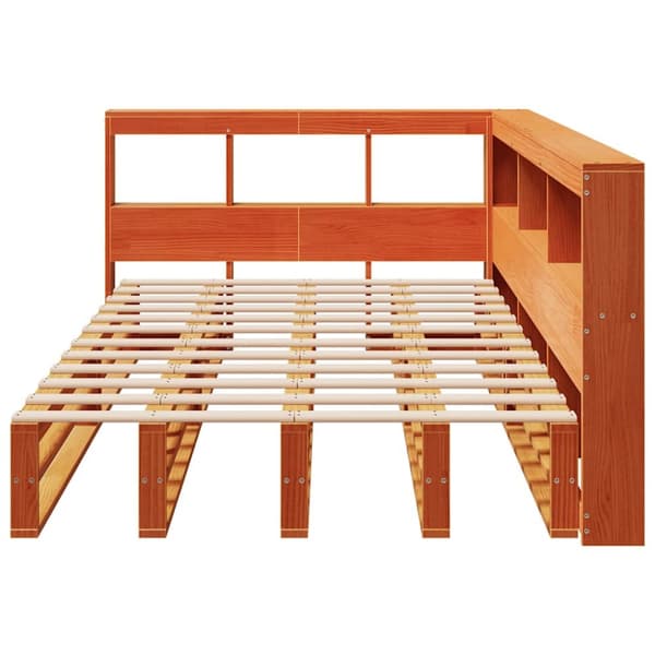 vidaXL seng med reol uden madras 120x190cm massivt fyrretræ gyldenbrun