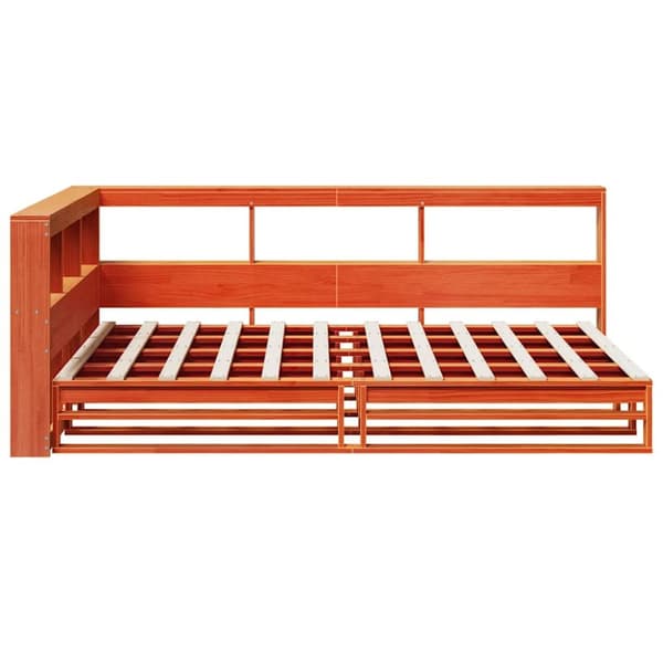 vidaXL seng med reol uden madras 120x190cm massivt fyrretræ gyldenbrun