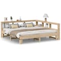 Miniatyrbilde 3 av 11: vidaXL Seng med bokhylle uten madrass 200x200 cm heltre furu