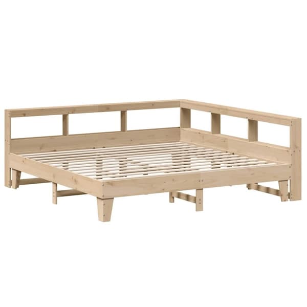 vidaXL Seng med bokhylle uten madrass 200x200 cm heltre furu