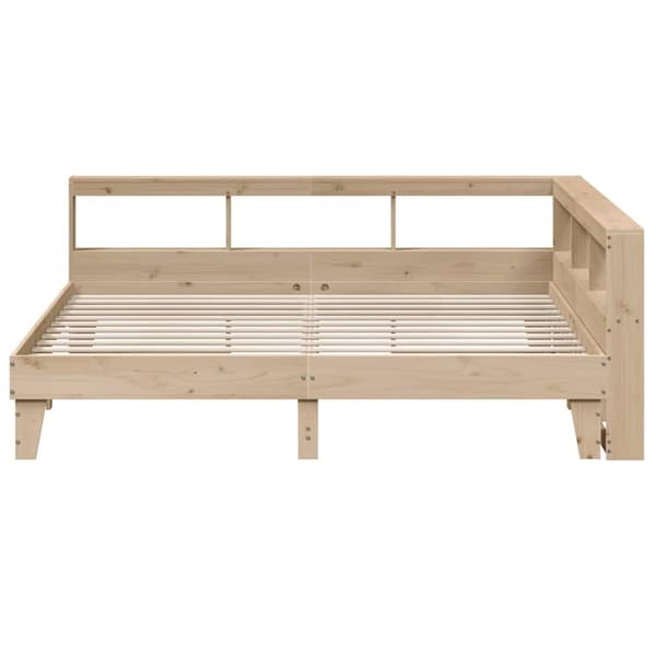 vidaXL Seng med bokhylle uten madrass 200x200 cm heltre furu
