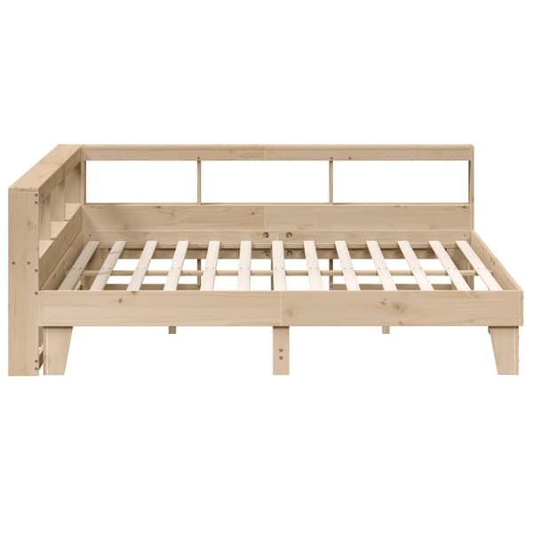 vidaXL Seng med bokhylle uten madrass 200x200 cm heltre furu