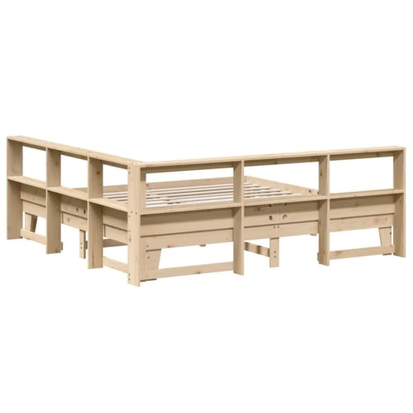 vidaXL Seng med bokhylle uten madrass 200x200 cm heltre furu
