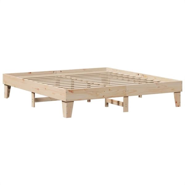 vidaXL Seng med bokhylle uten madrass 200x200 cm heltre furu
