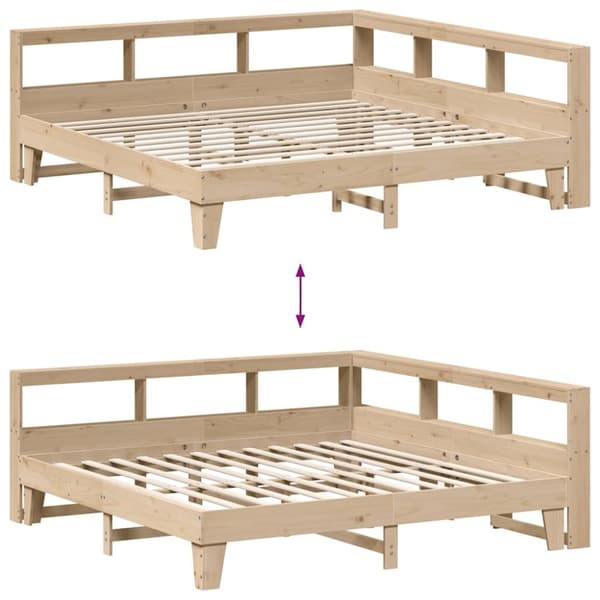 vidaXL Seng med bokhylle uten madrass 200x200 cm heltre furu