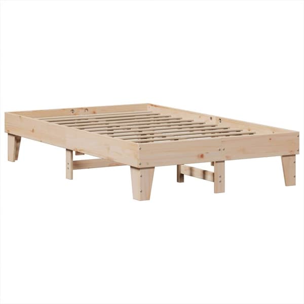 vidaXL Seng med bokhylle uten madrass 135x190 cm heltre furu
