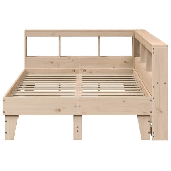 vidaXL Seng med bokhylle uten madrass 135x190 cm heltre furu