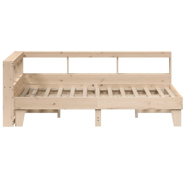 vidaXL Seng med bokhylle uten madrass 135x190 cm heltre furu